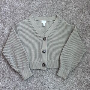 H&M Women's Green/Grey Button Down Long Sleeve Sweater Size Small